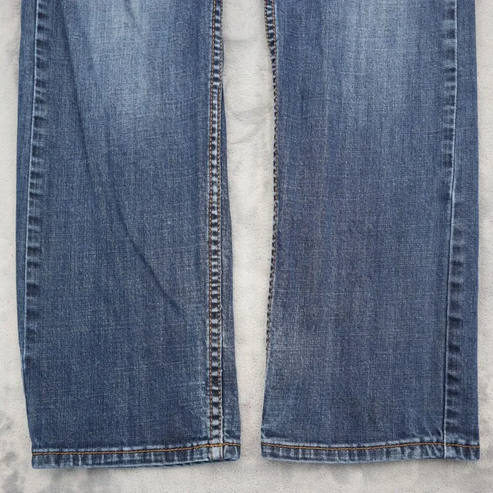 RS Pants Mens 32 Blue New York Slim Straight Mid Rise Zip Dark Wash Denim Jeans